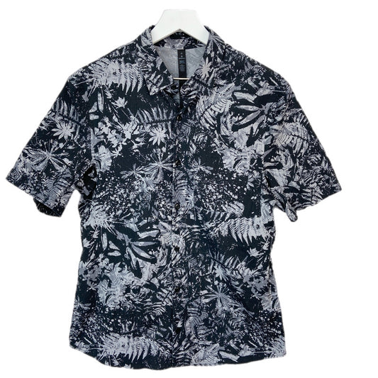 Lululemon All Town Button Down Canopy Ice Grey Black Shirt- Men's Size M