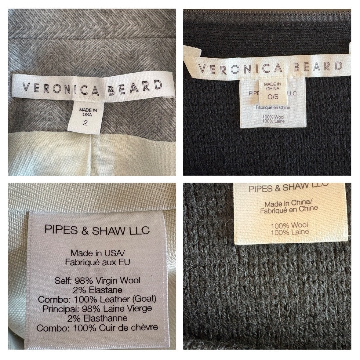 Veronica Beard Hudson Herringbone Jacket Black Wool Sweater Dickey - Women's 2