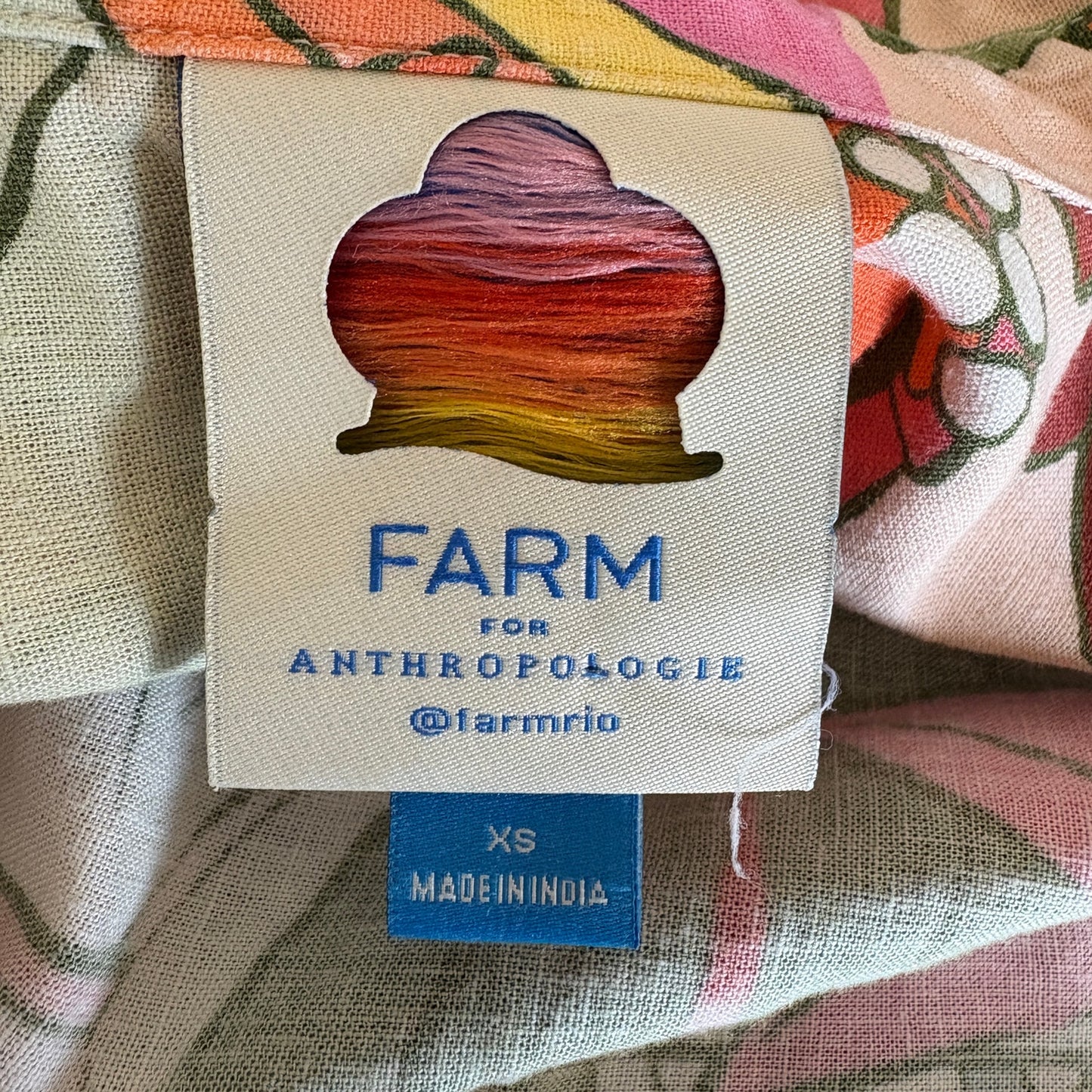 Farm Rio for Anthropologie Linen Blend Tropical Print Button Up - Women's XS