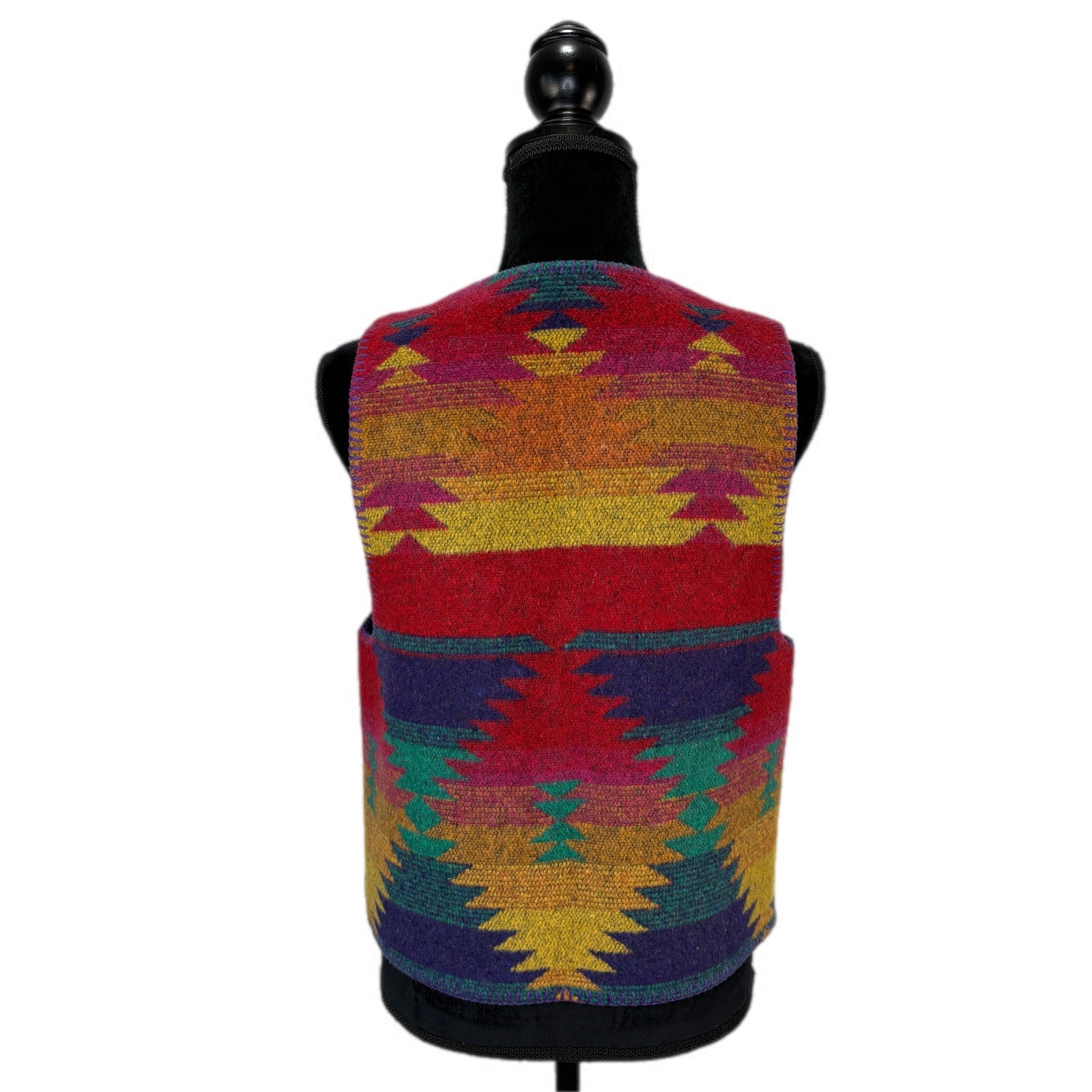 Vintage Rhonda Stark Wool Blend Southwest Pattern Vest - Women's Size M