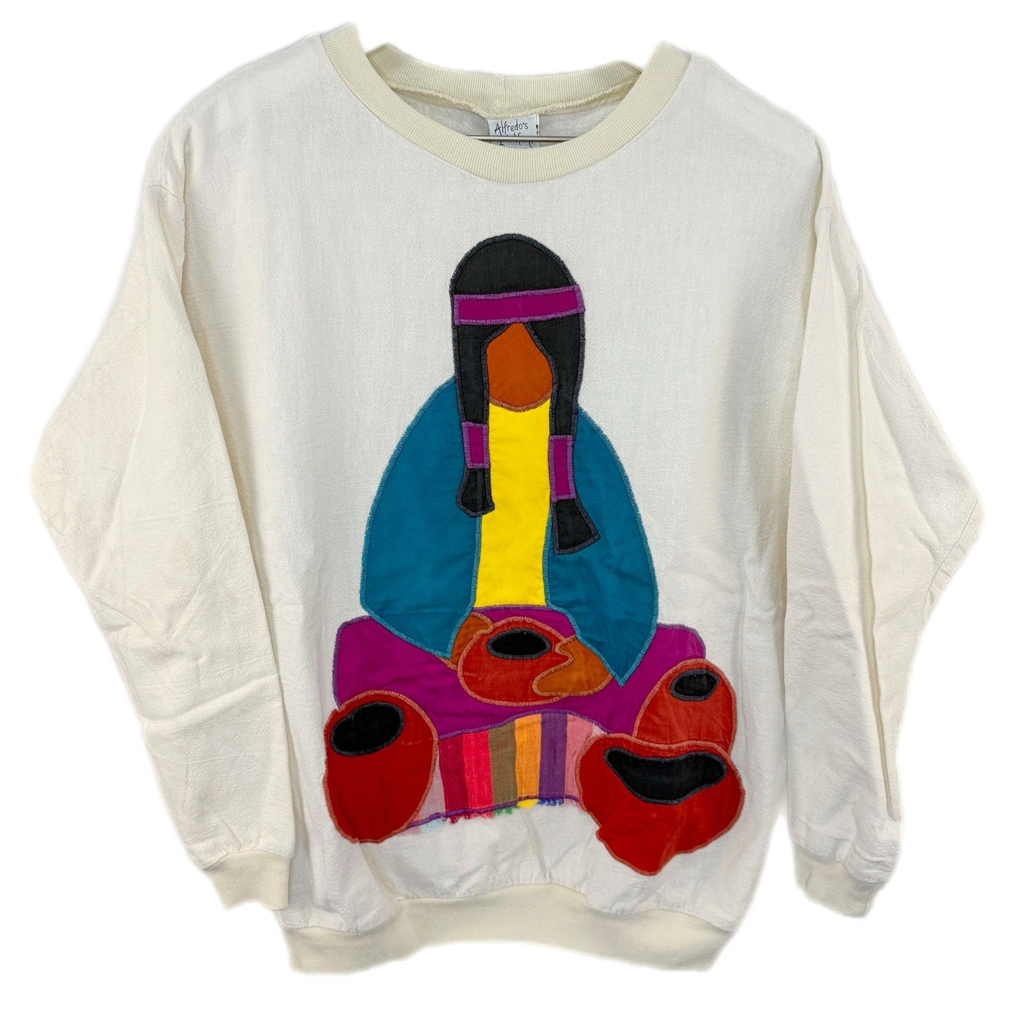 Alfredo's Wife Native American Embroidered Applique Crewneck - Women's Small