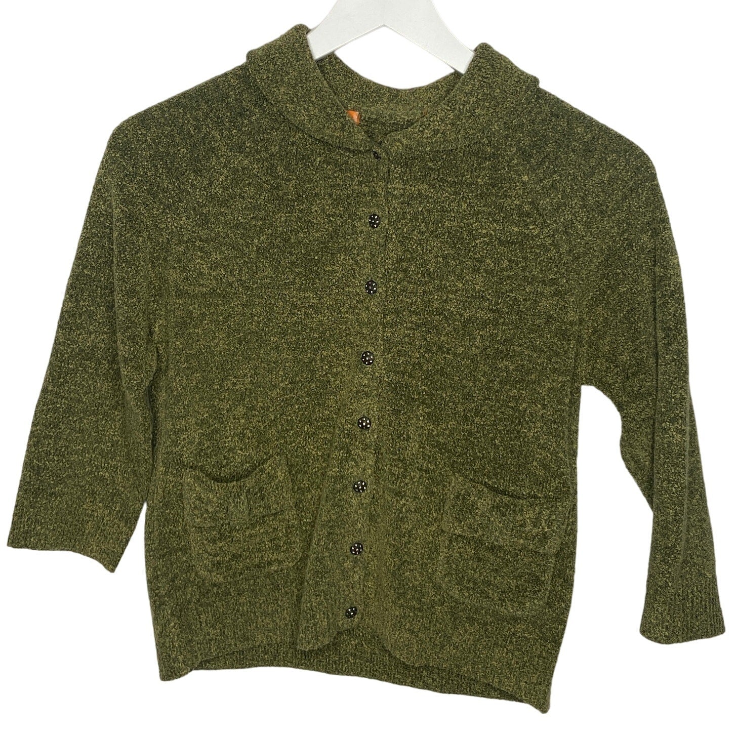 Retro Peter Pan Collar Bow Pocket Crop Full Button Cardigan - Women's Small