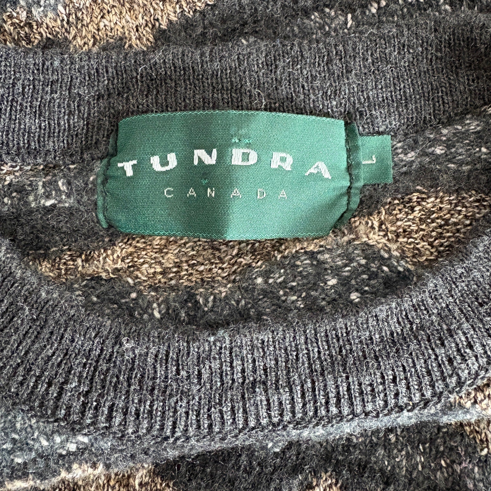 Vintage Texture Stripe Grandpa Sweater Made in Canada - Men's Size L