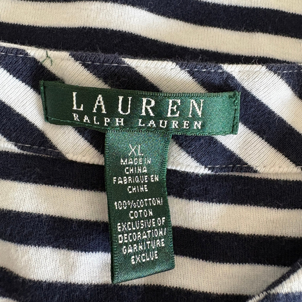 Ralph Lauren Nautical Vibes Blue White Stripe Cap Sleeve Top - Women's Size XL