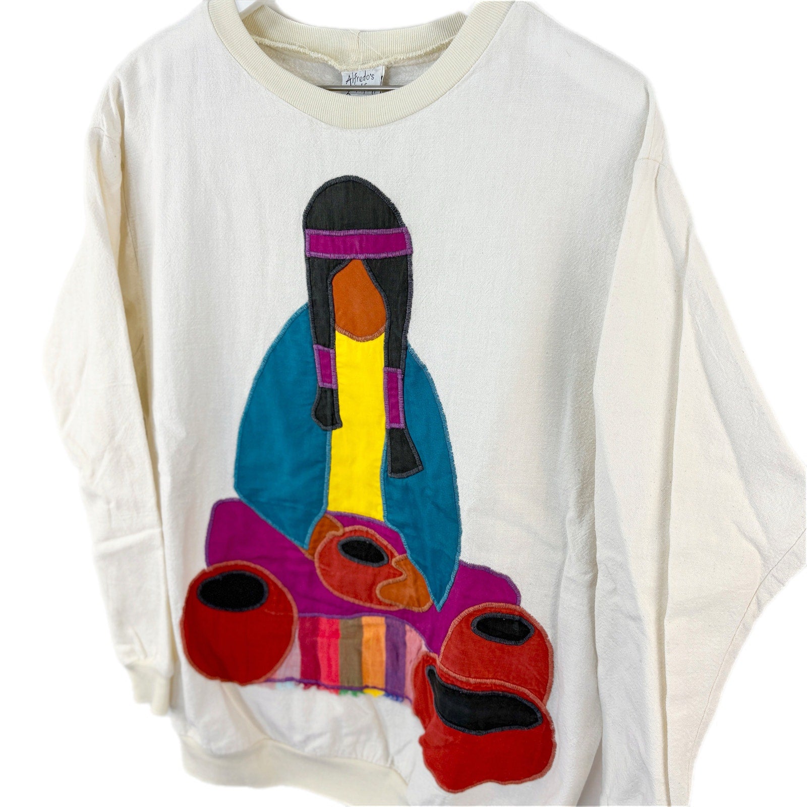Alfredo's Wife Native American Embroidered Applique Crewneck - Women's Small