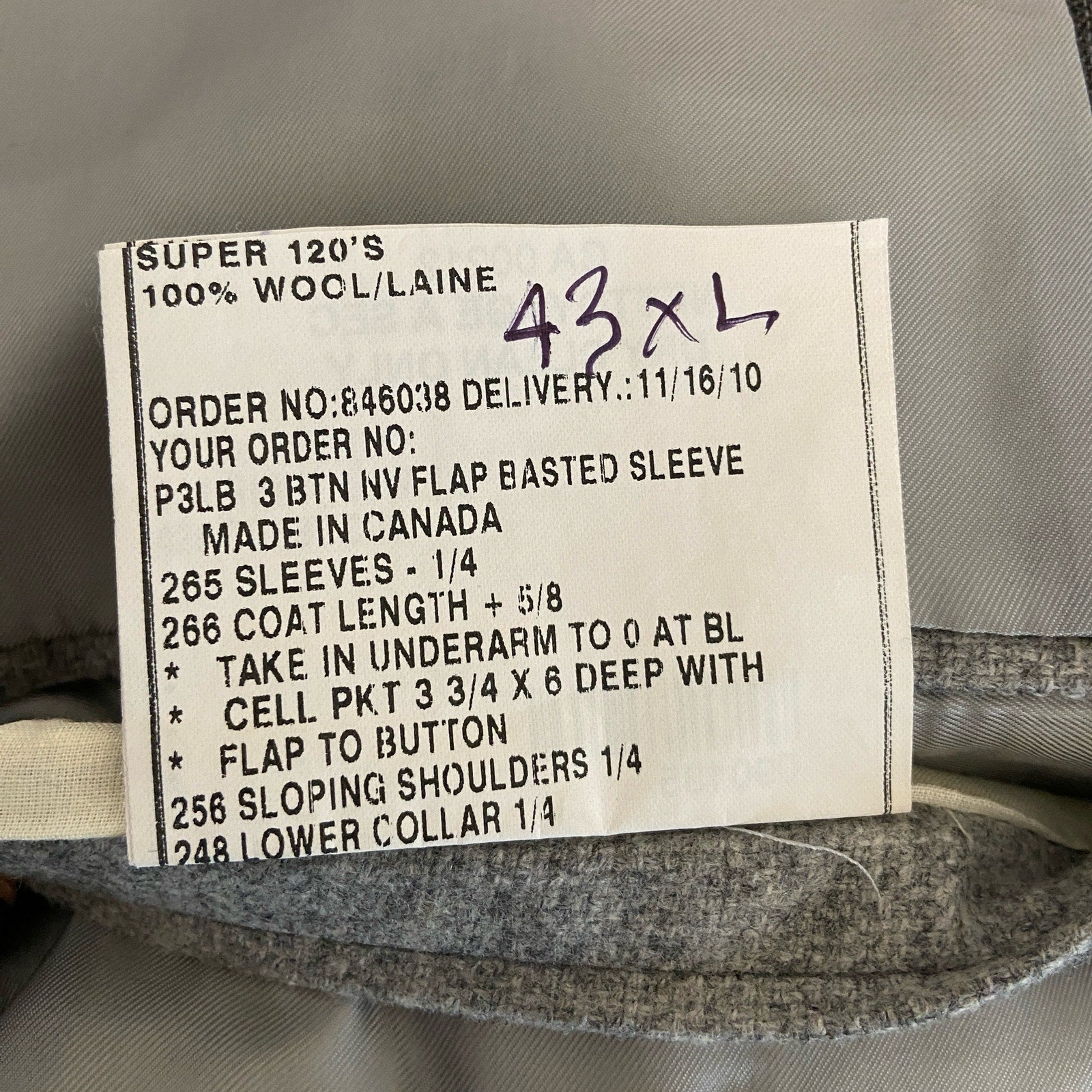 Carl Sterr Wool Gray Stripe Notch Lapel Three Button Suit - Men's Size 43XL