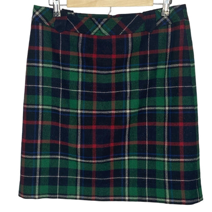 Preppy Academic Wool Blend Plaid Skirt - Women's Size 10