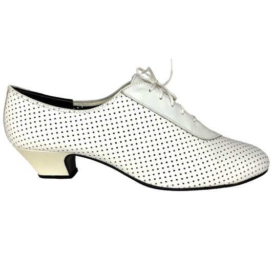 American Vintage White Perforated Heeled Oxford Shoes - Women's Size 11