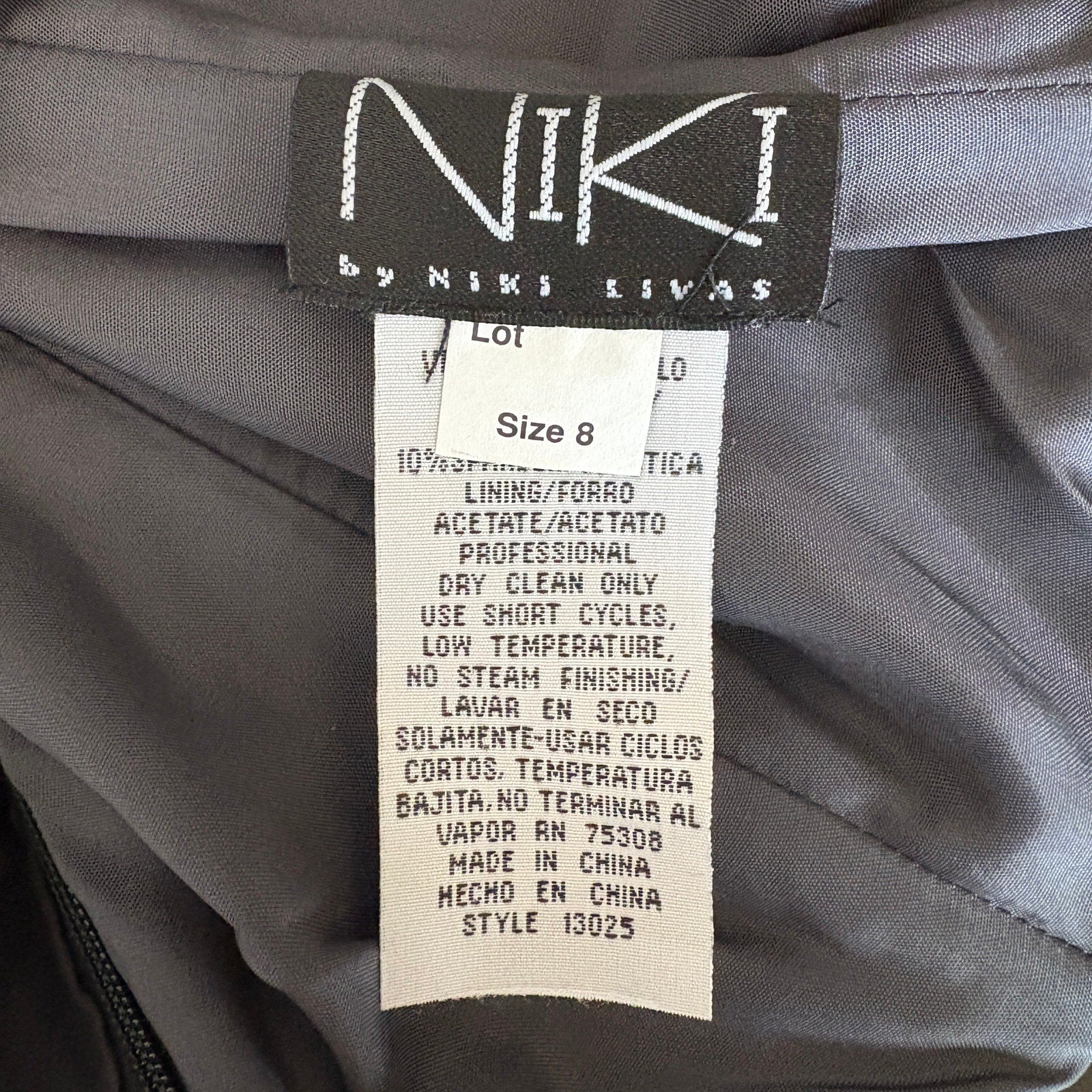 Y2K Niki Livas Gunmetal Velvet Bead Detail Formal Dress NWT - Women's Size 8