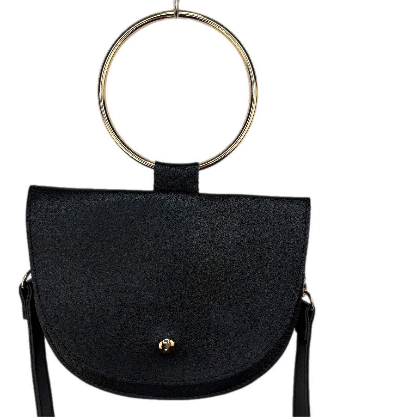 Melie Bianco Felix Ring Black Vegan Leather Crossbody