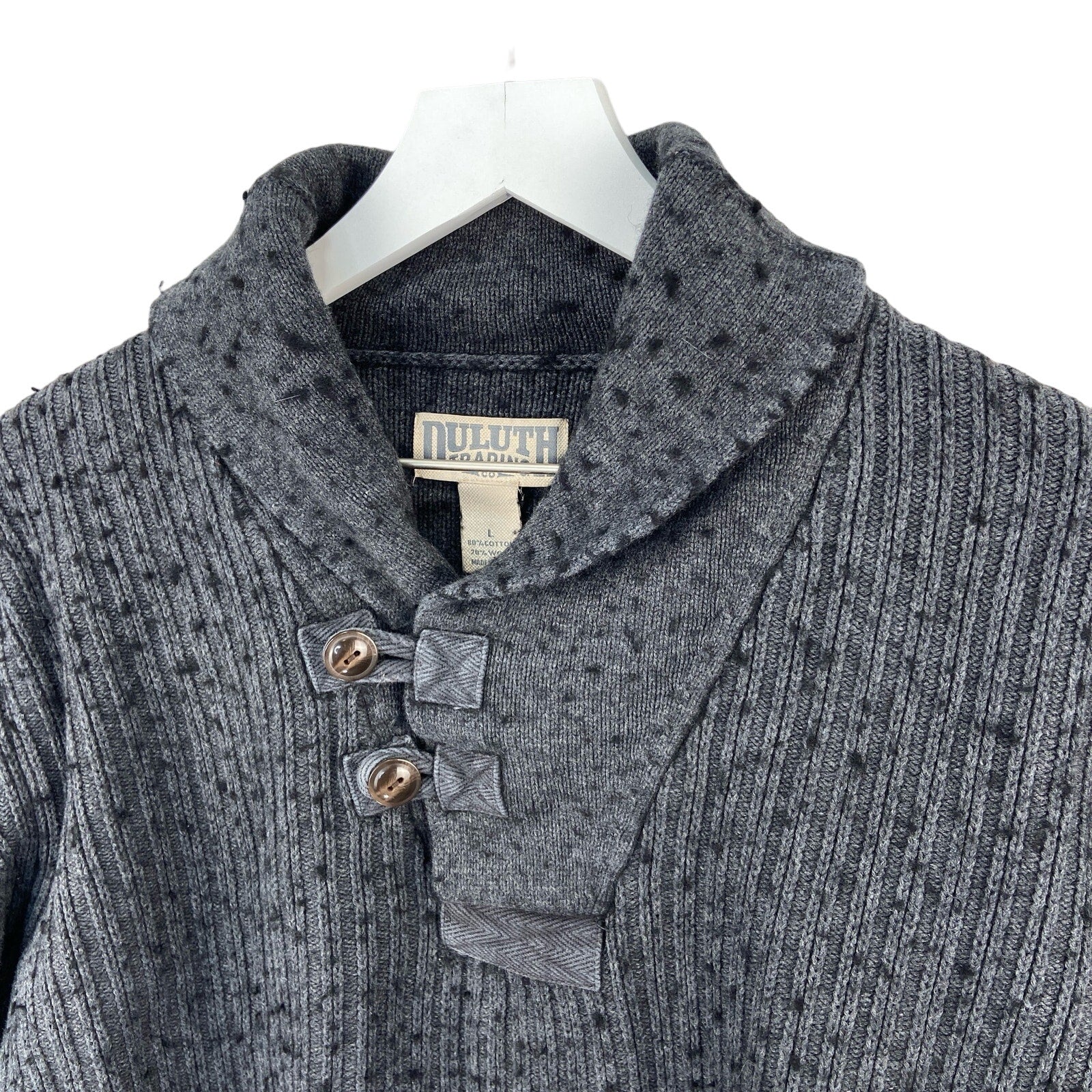 Duluth Trading Cotton Wool Blend Cowl Neck Sweater - Men's Size L