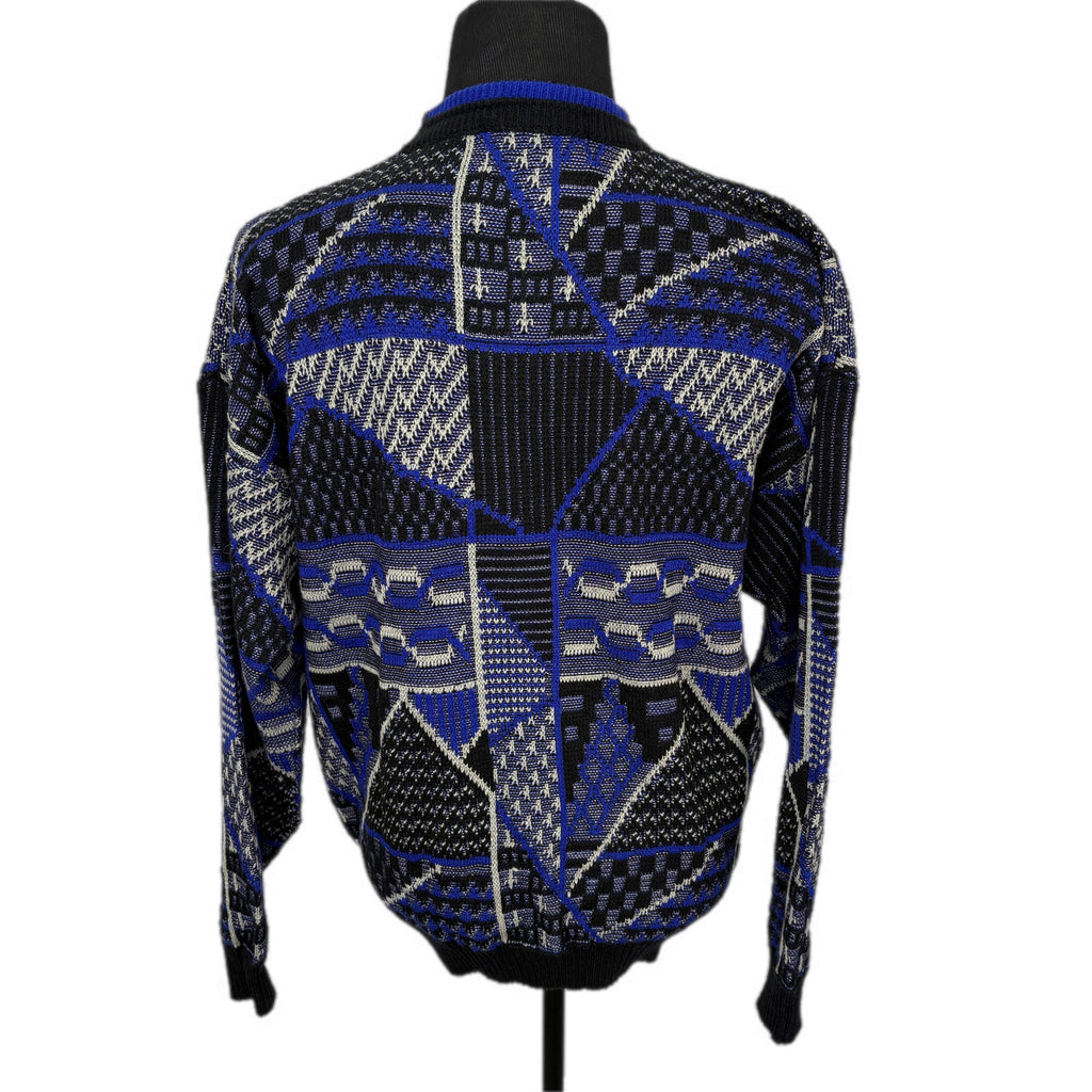 Vintage Dark Mixed Pattern Grandpa Crewneck Sweater - Men's Size XL