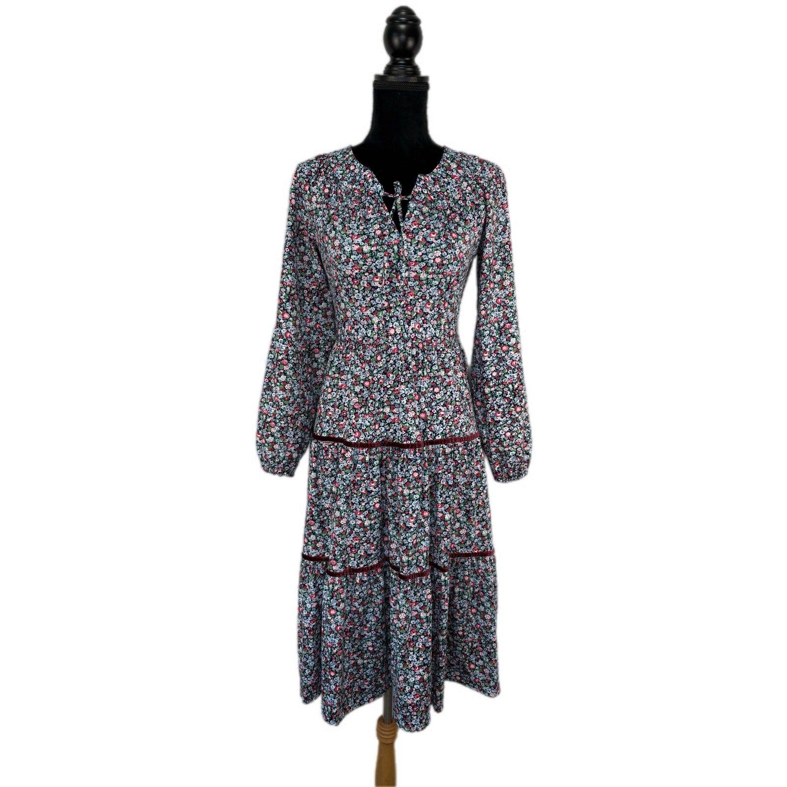 Vintage 70s Prairie Dress Floral Maxi Boho Cottagecore Size XS