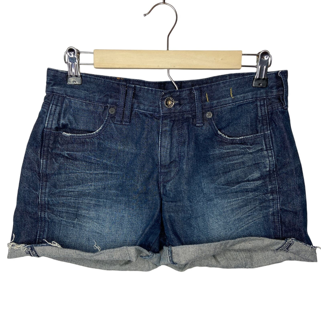 Madewell Dark Wash Raw Hem Cuffed Denim Shorts - Women's Size 25