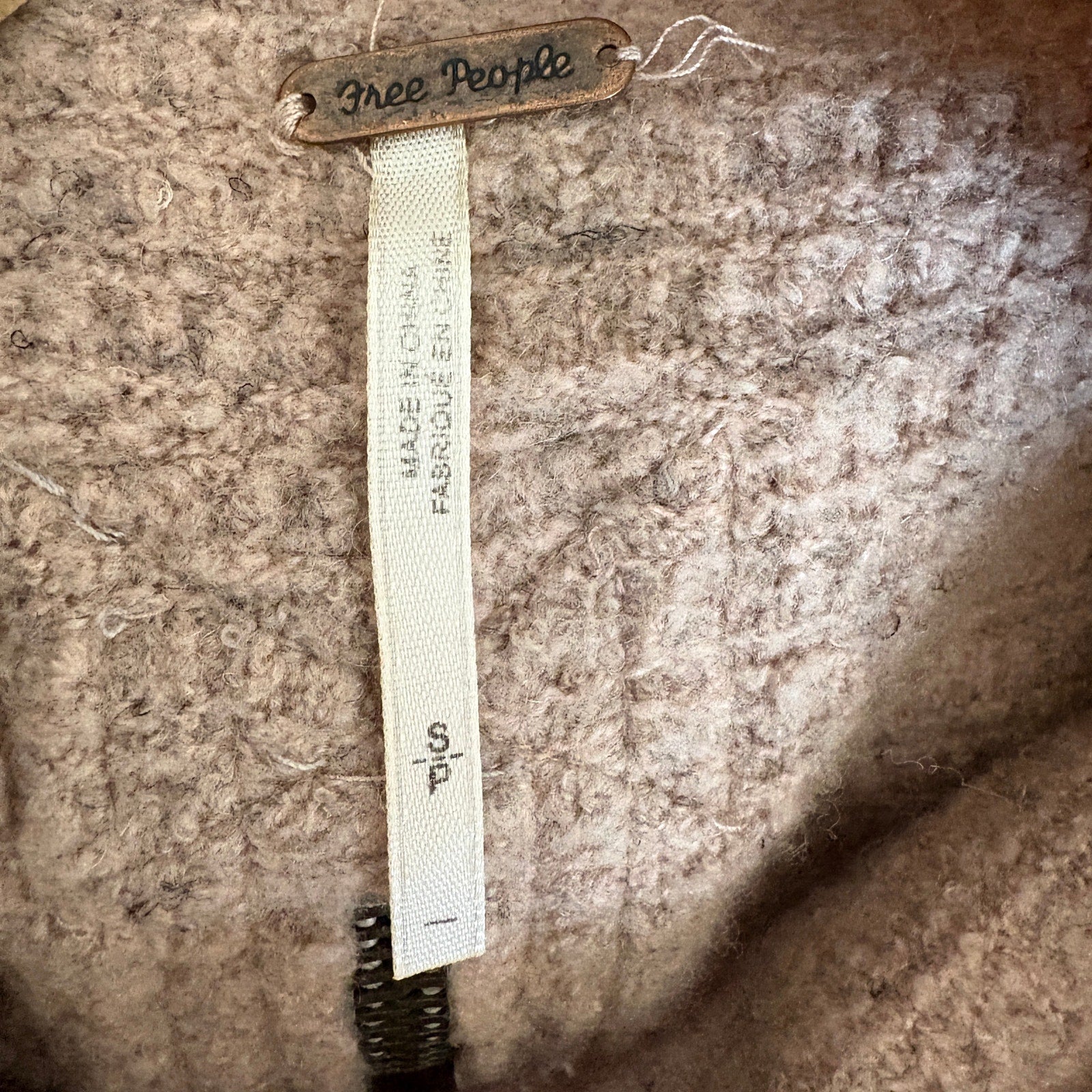 Free People Brownish Pink Oversized Crop Sweater Back Zipper Detail - Women's S