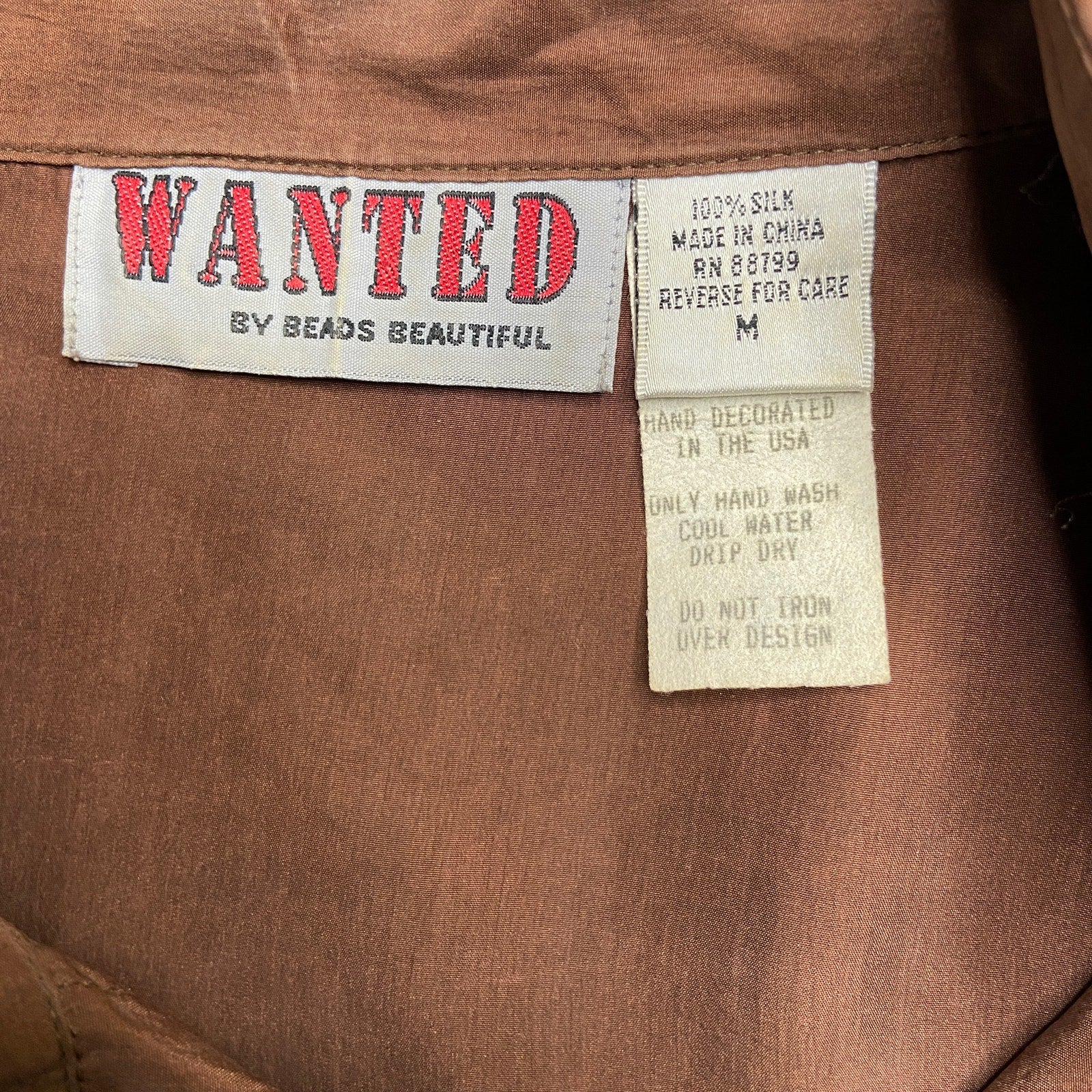 Vintage Silk Hand Decorated Leaves Western Shirt - Women's Size M