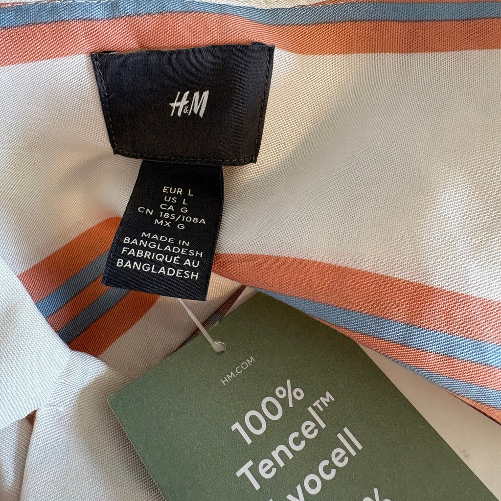 H&M Striped Resort Vacation Button Up Shirt - Men's Size L