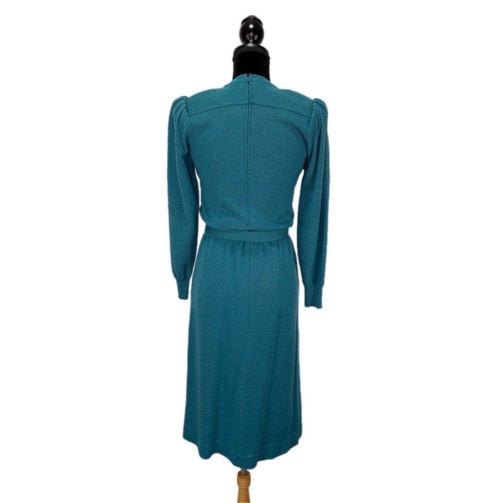 Vintage Wool Teal Knit Dress - Women's Size 4