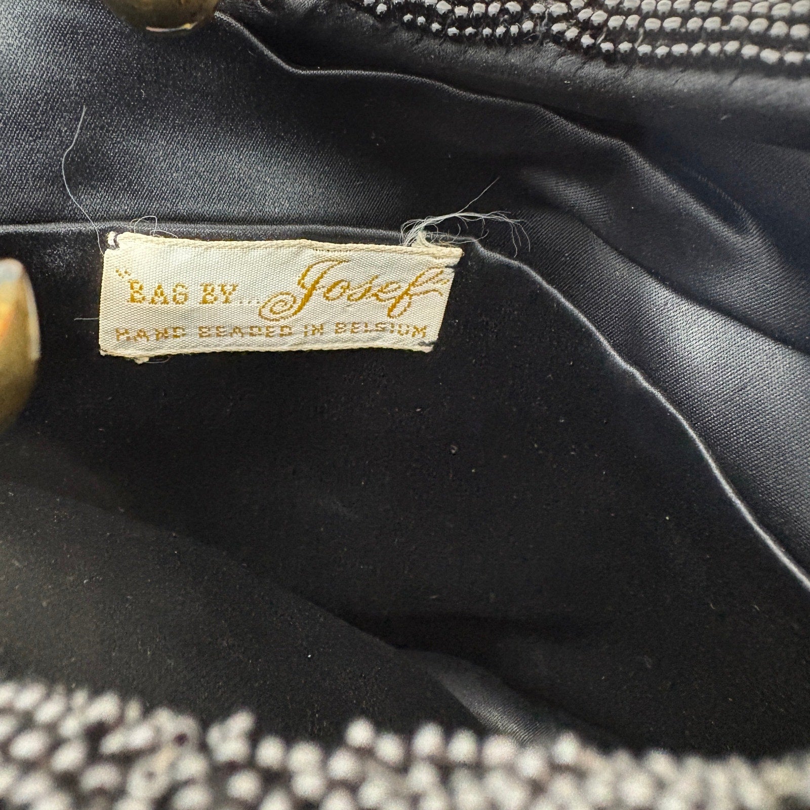Vintage Hand Beaded in Belgium Black Bag by Josef Small Bag