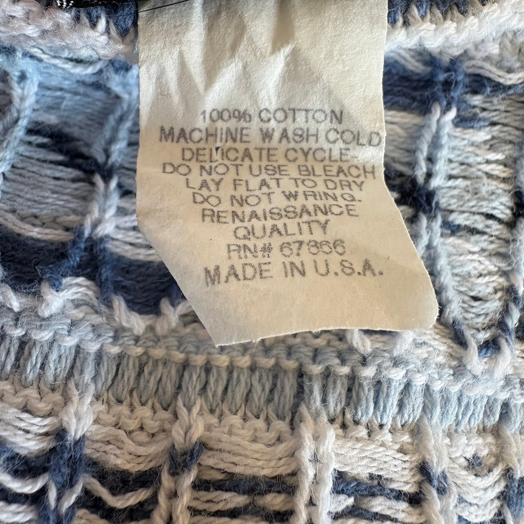 Retro Blue Striped Sweater Vest Cardigan - Women's Size XXL