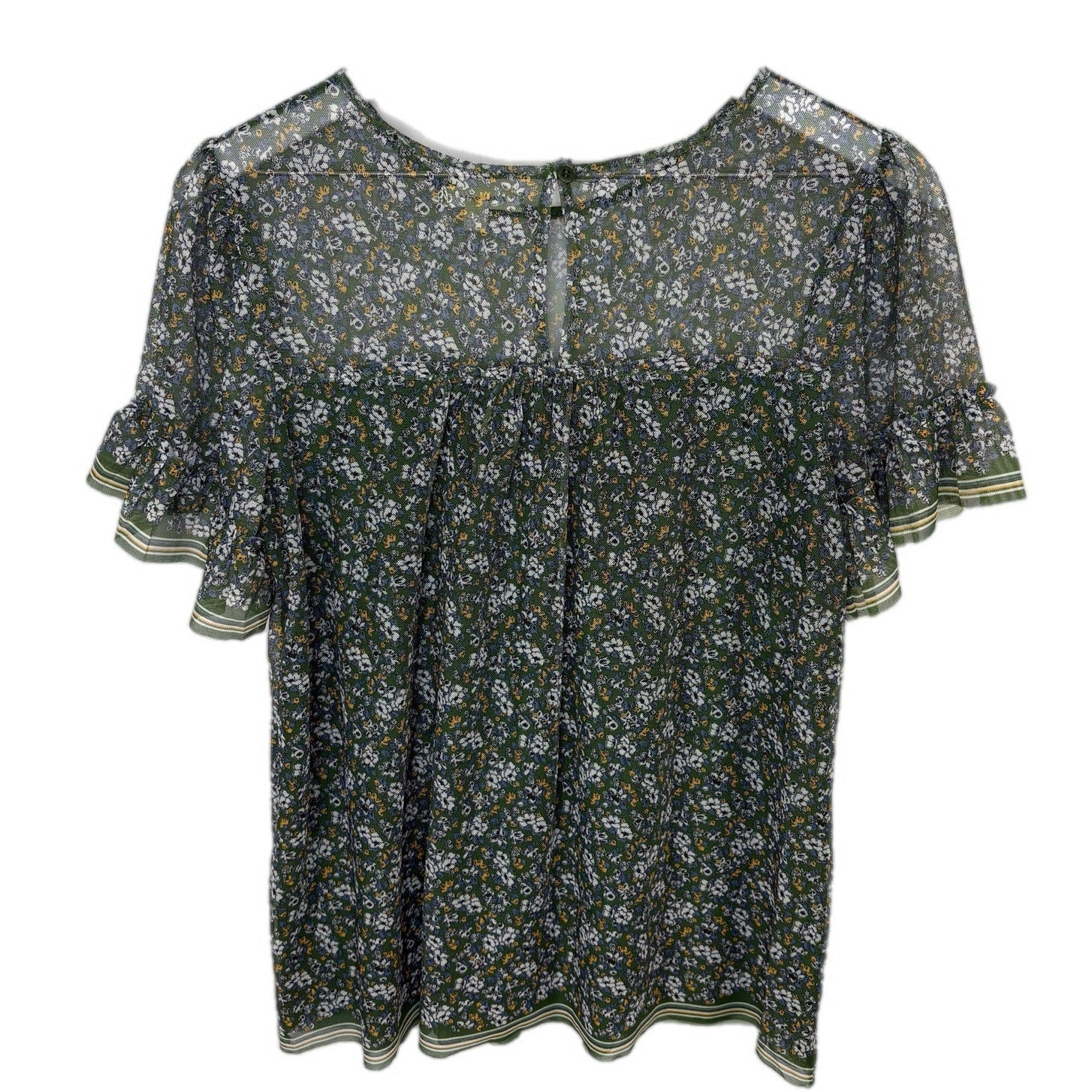 Max Studio Green Floral Cute Cottage Short Sleeve Top - Women's Size M