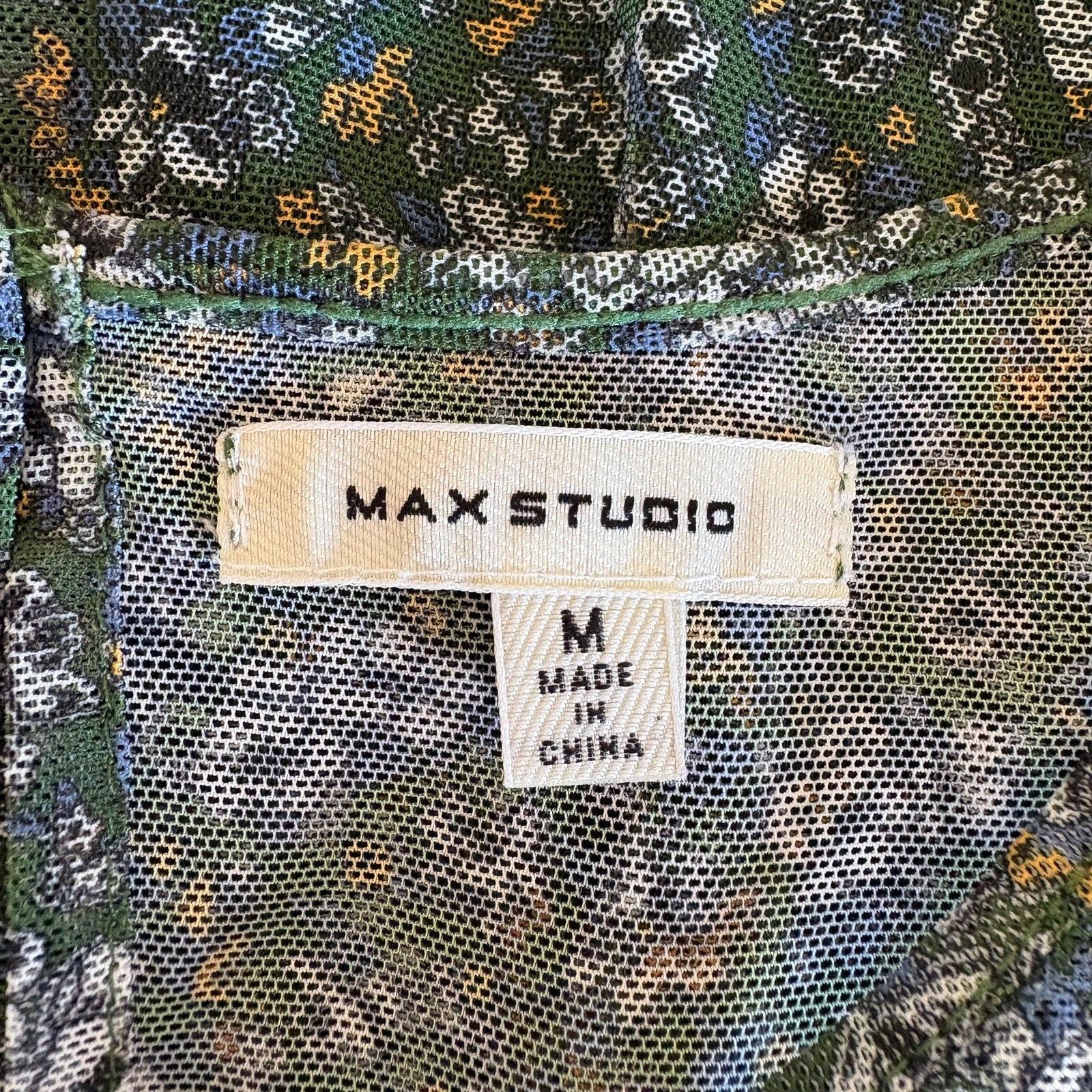 Max Studio Green Floral Cute Cottage Short Sleeve Top - Women's Size M