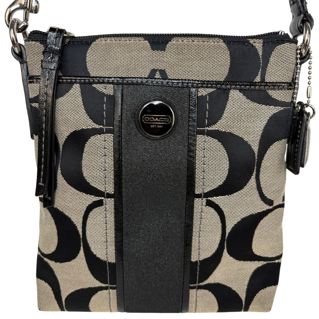 Coach Sutton Signature Swingpack Black Crossbody Purse