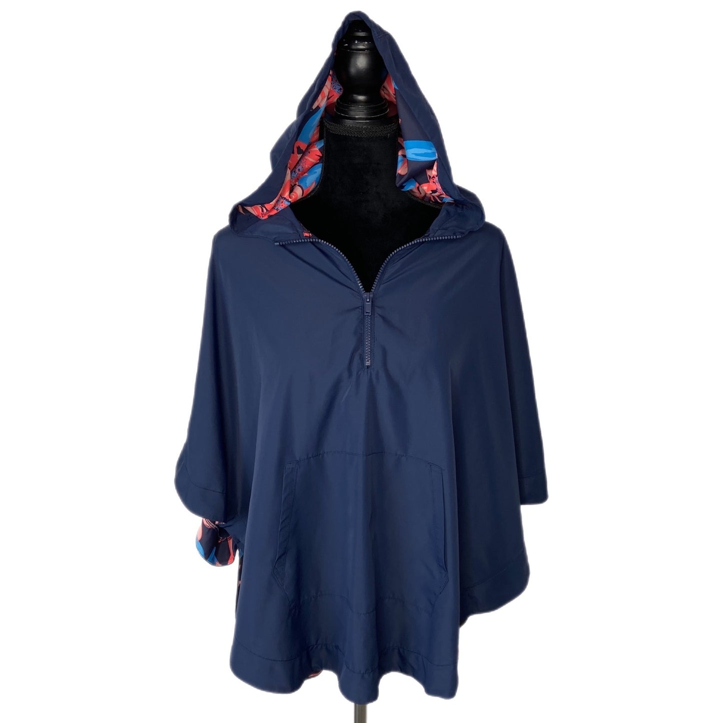 aerie Blue Hooded Kangaroo Pocket Poncho - Women's Size L/XL