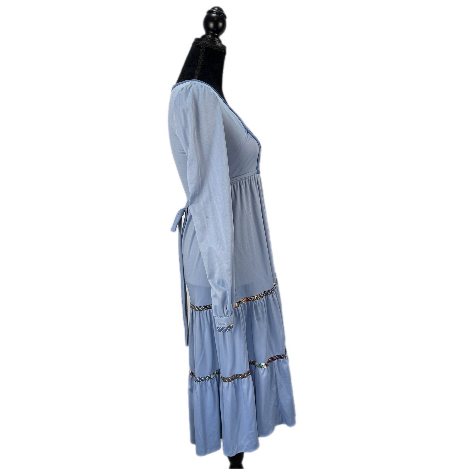 Vintage Jody T 70s Blue Prairie Dress - Women's Size 7