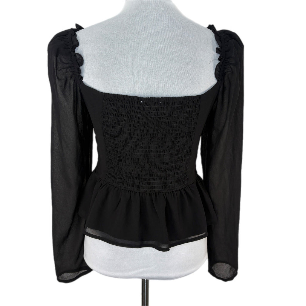ASTR The Label Black Off Shoulder Long Sleeve Crop Top - Women's Size M