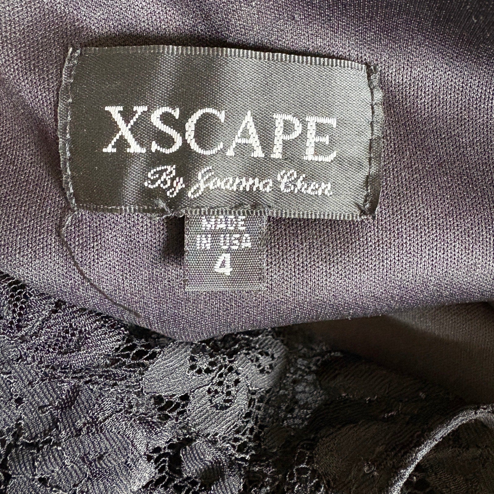 Vintage Black Peplum Pencil Dress Lace Detail - Women's Size 4