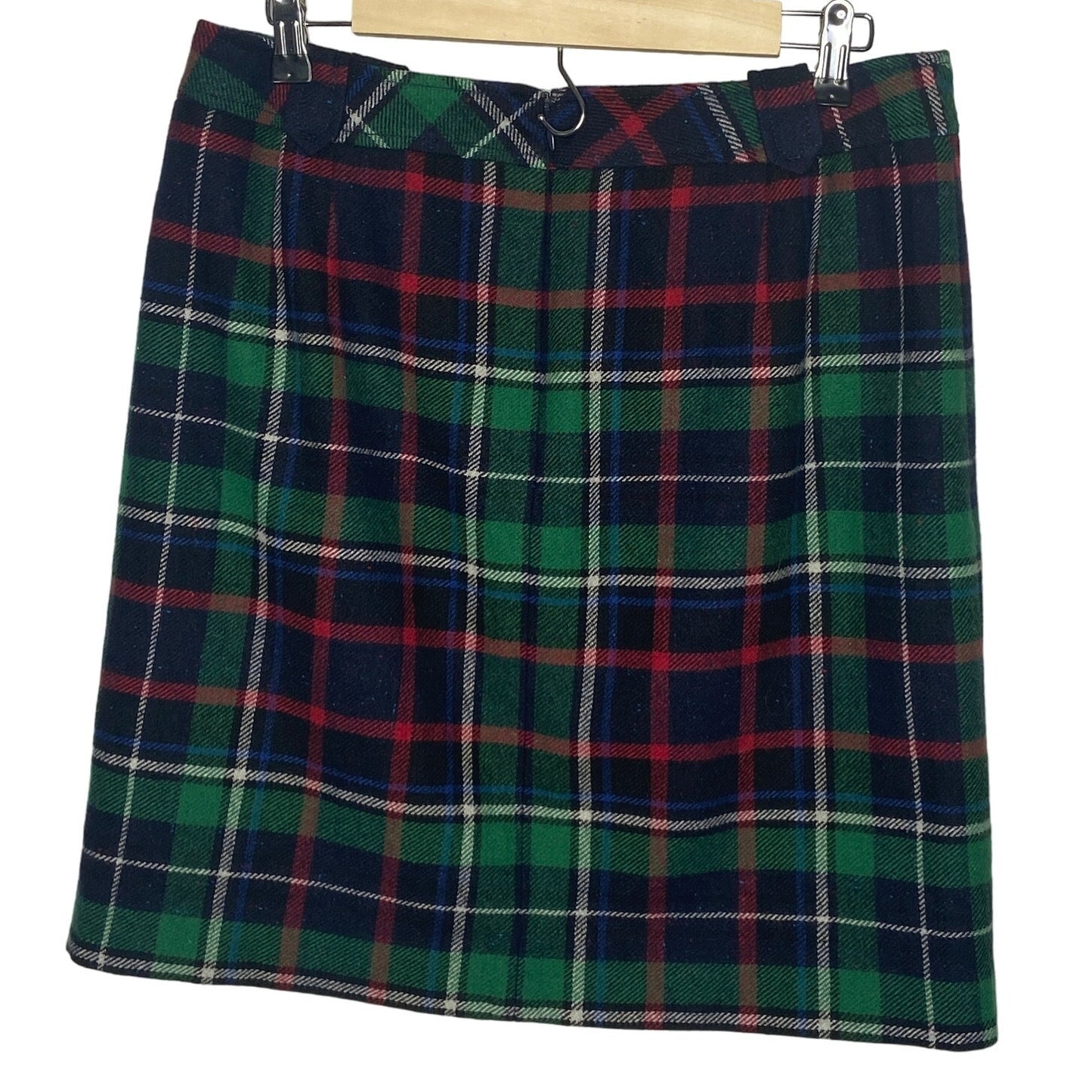 Preppy Academic Wool Blend Plaid Skirt - Women's Size 10