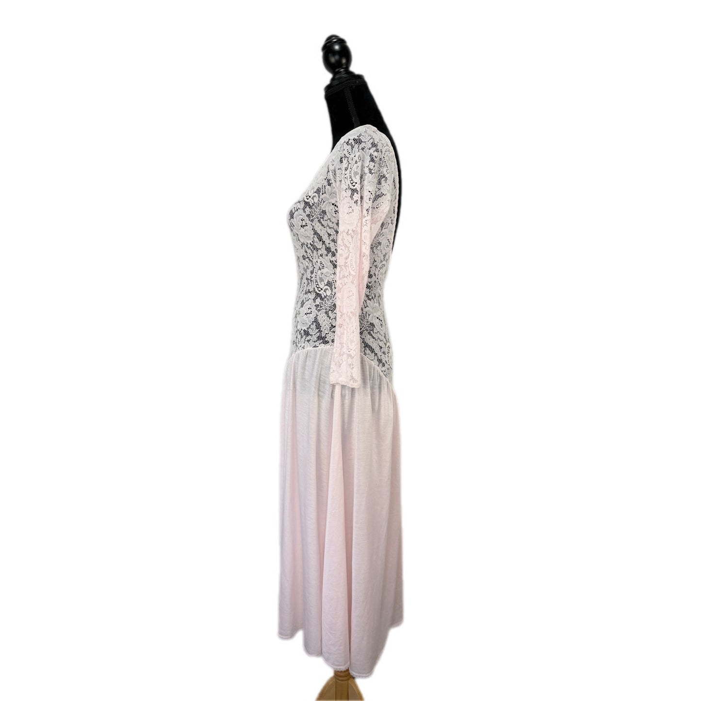American Vintage Victoria's Secret Lace Bodice Long Sleeve Nightgown - Women's S