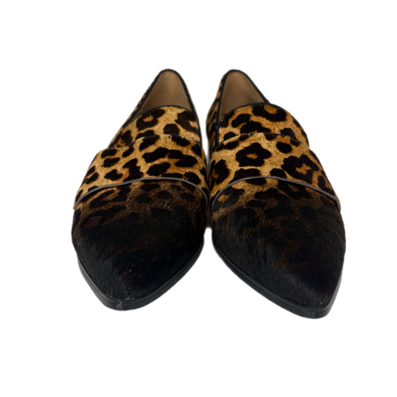 Franco Sarto Cow Hair Dyed Animal Print Pointed Loafers - Women's Size 8