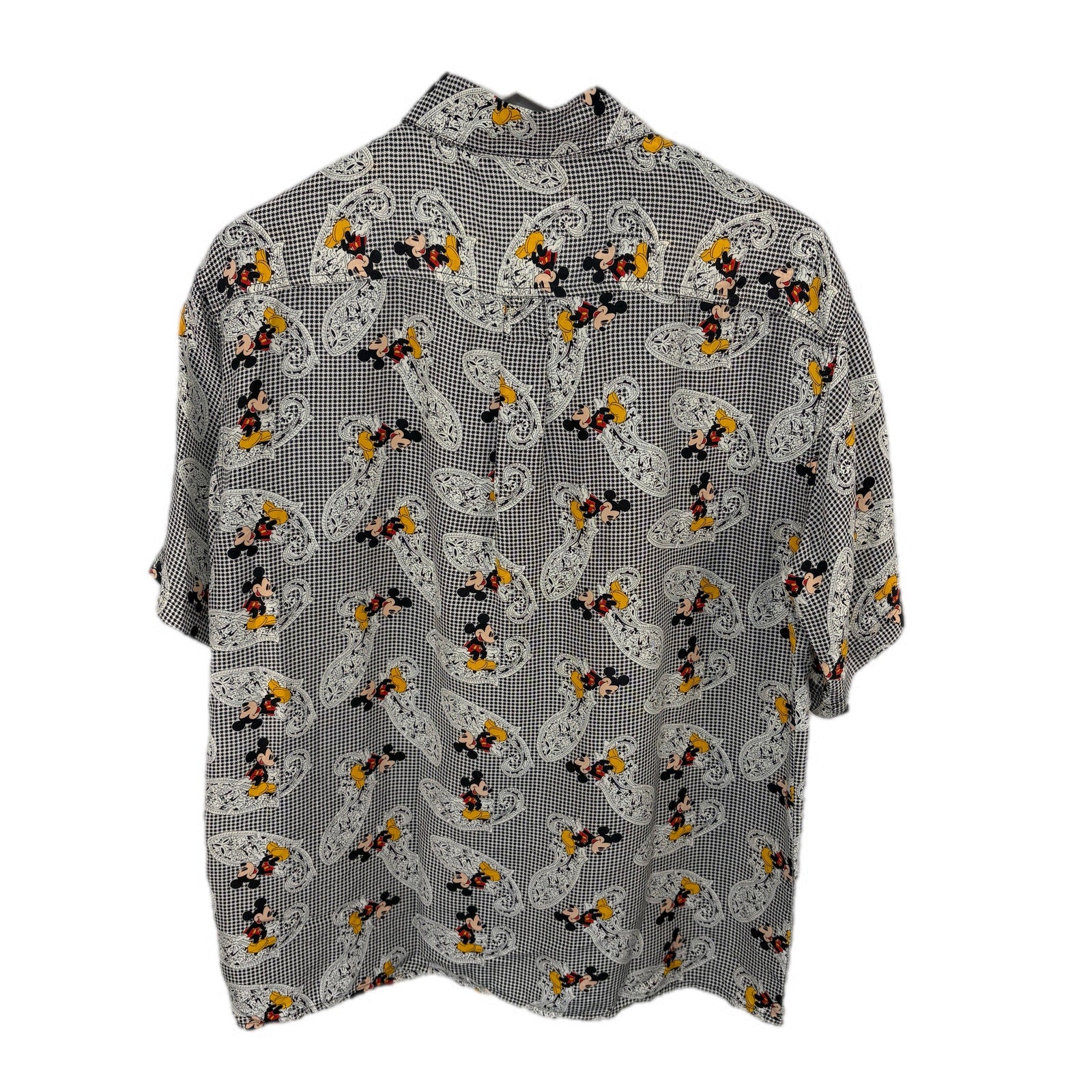 Vintage Mickey Mouse Silk Paisley Button Up Short Sleeve Shirt - Men's Size M