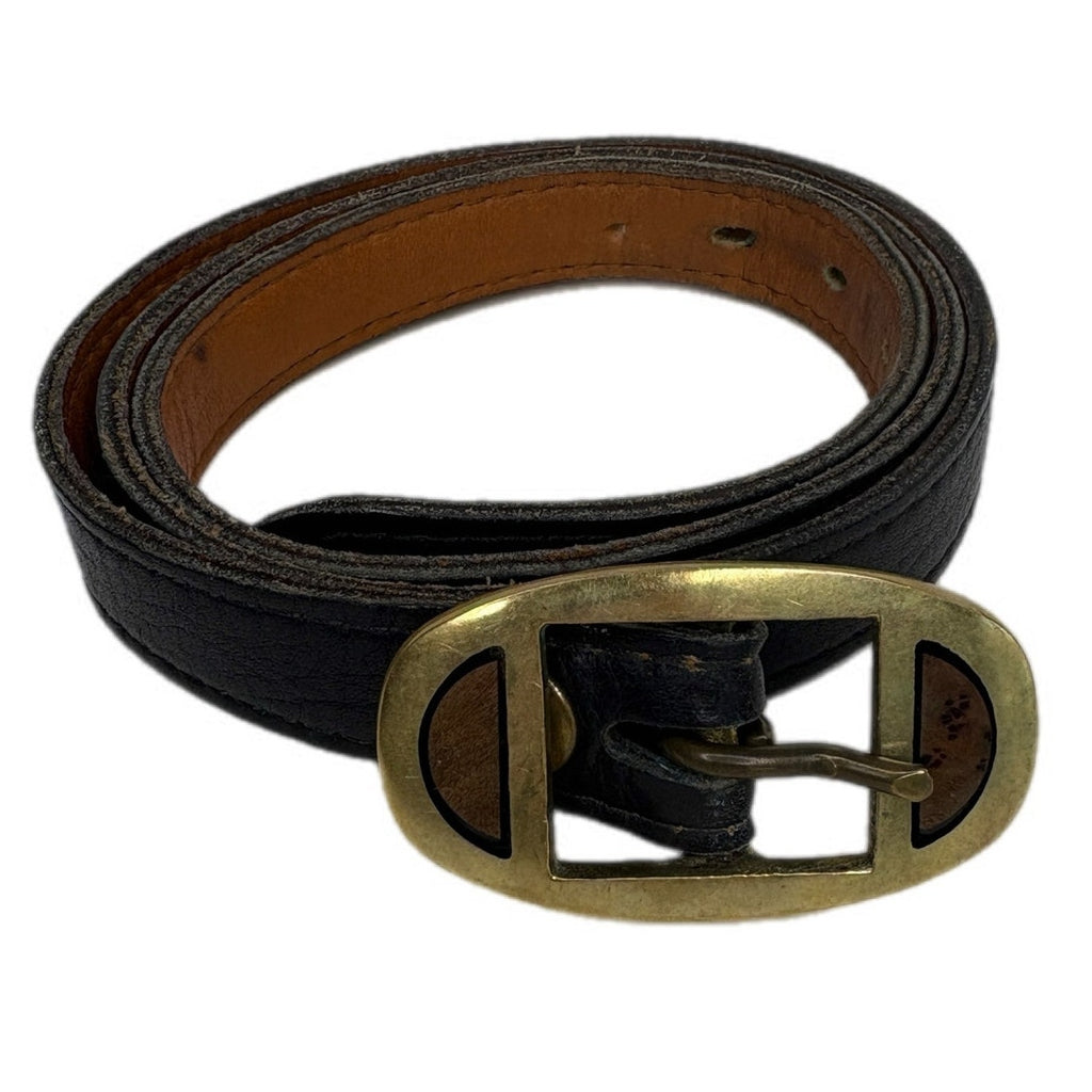 Vintage Rauf Co. Solid Brass Belt Buckle Leather Belt - Women's M