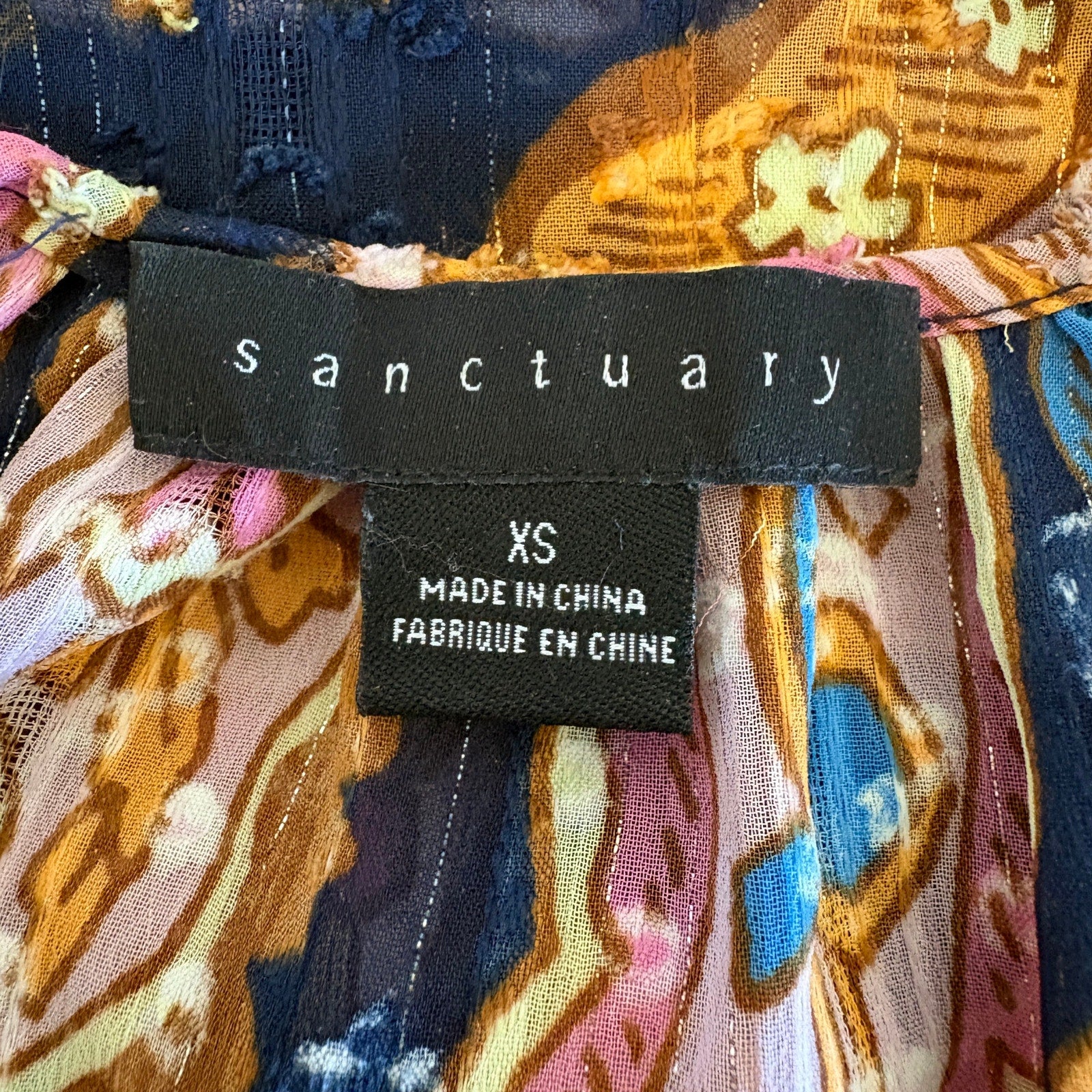 Sanctuary Oversized Boho Sheer Long Sleeve Top - Women's Size XS