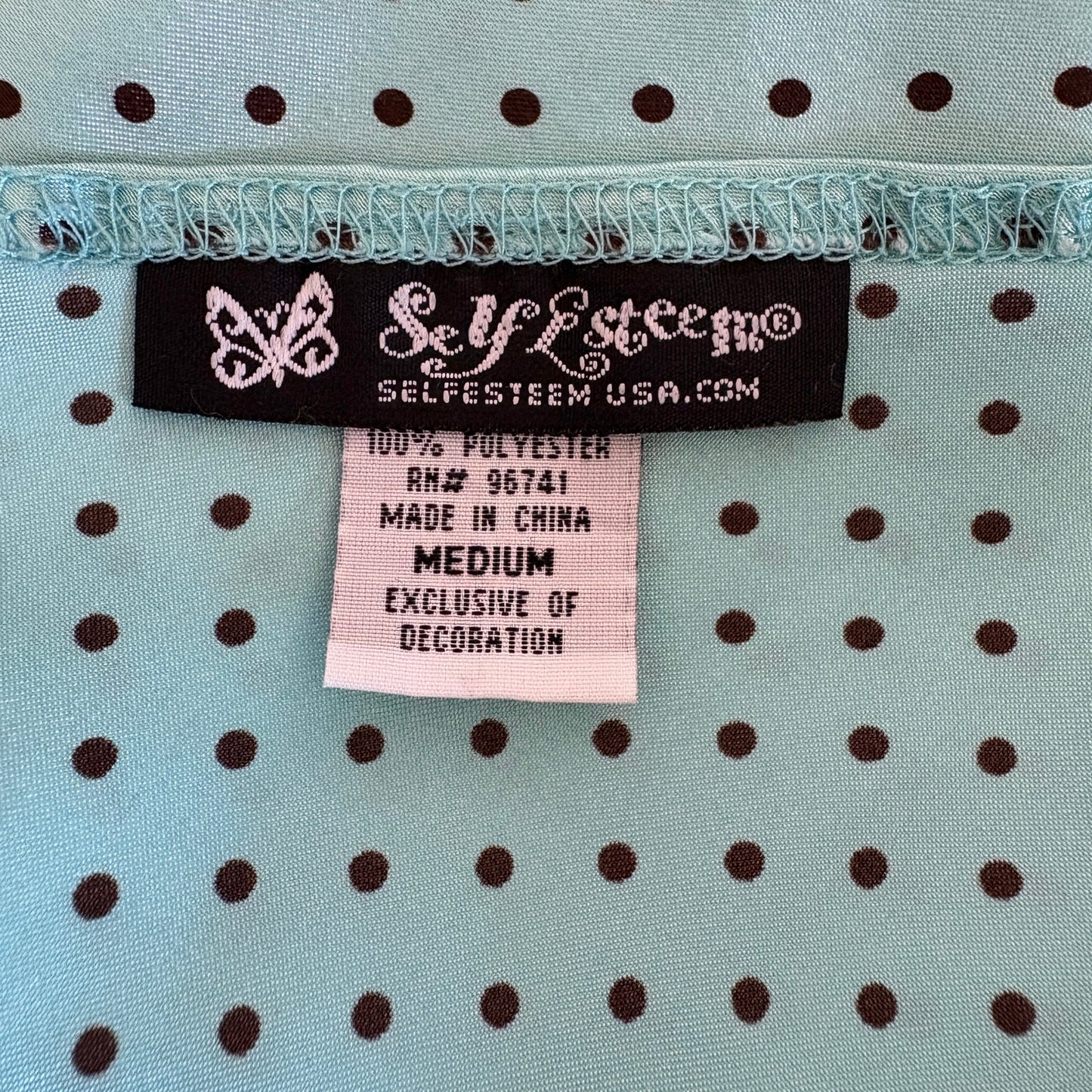 Y2K Satin Mint Green Brown Polka Dot Lace Trim Tank - Women's M