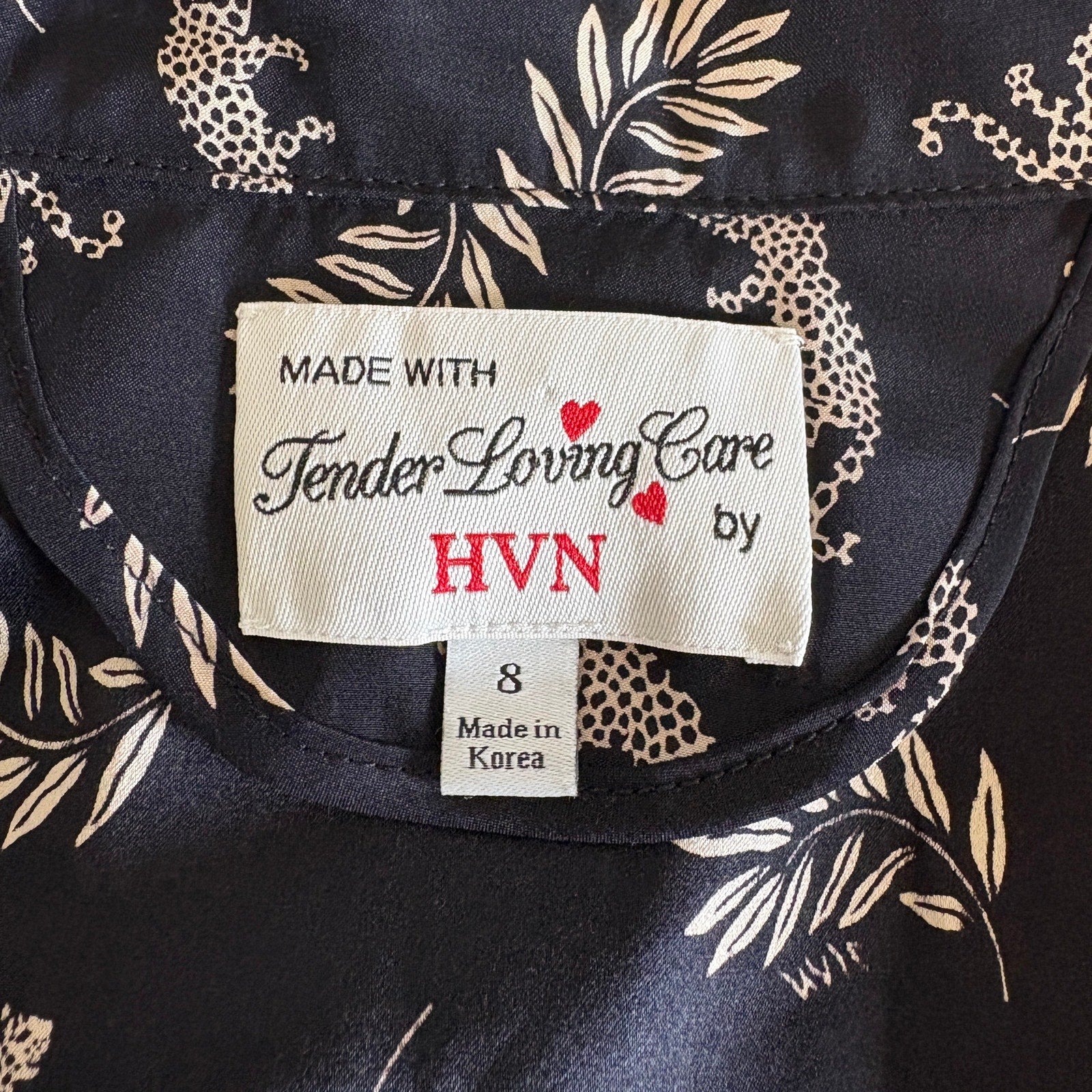HVN Maria Silk Leaf Print Leopard Short Sleeve Shirt Dress - Women's Size 8