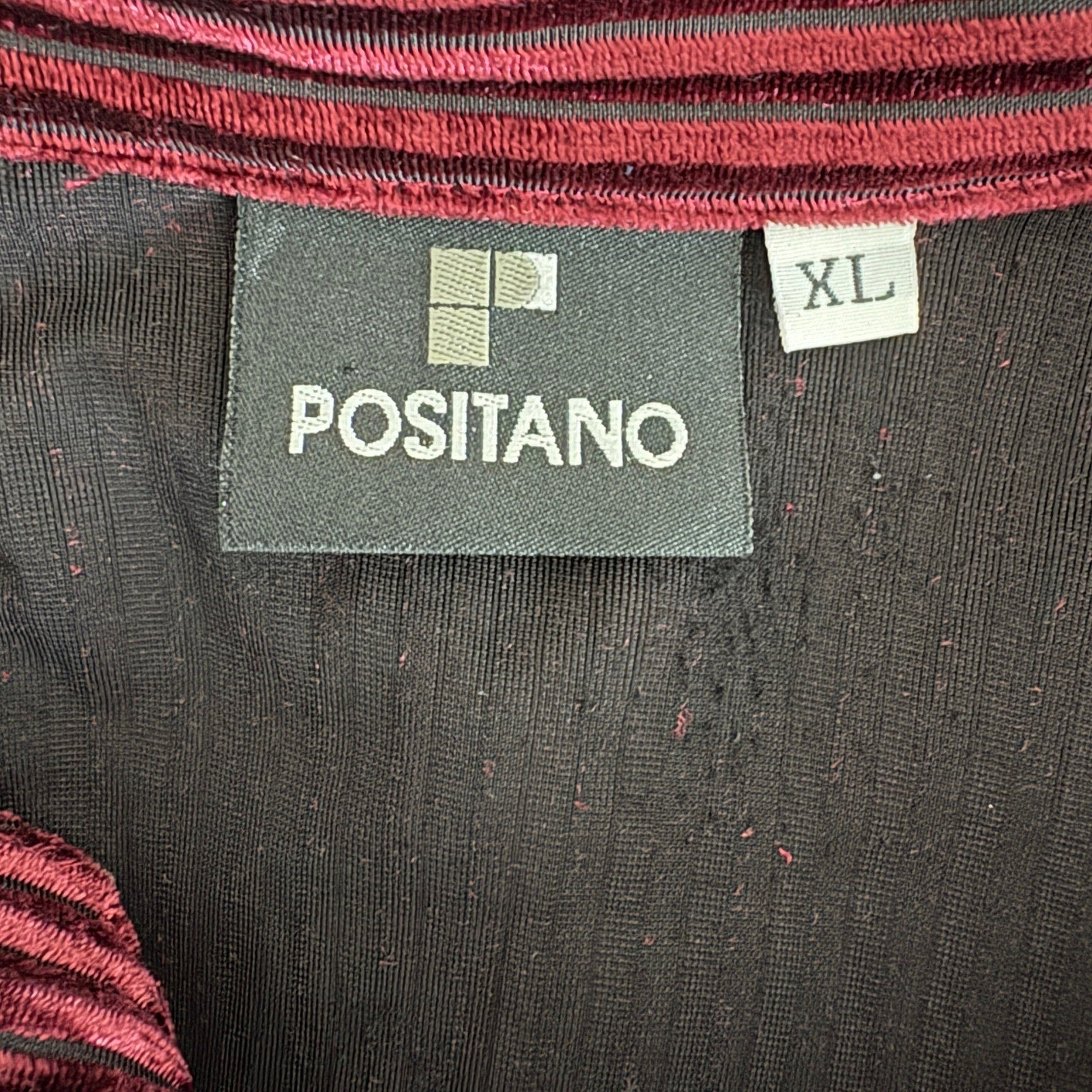 Y2K Burgundy Velvet Stripe Short Sleeve Shirt - Men's Size XL