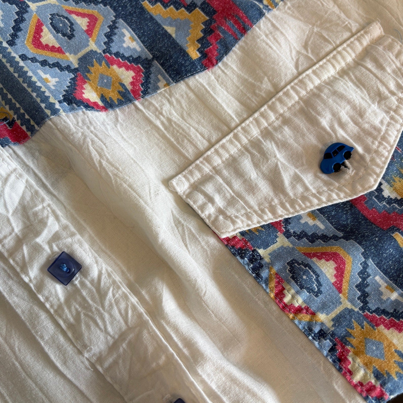 Vintage Southwest Pattern Short Sleeve Button Front Shirt - Women's Size XXL