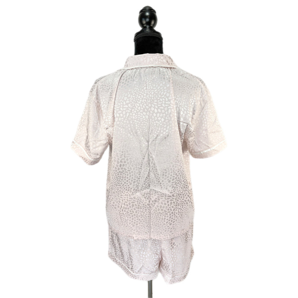 BCBGMAXAZRIA Pink Satin Animal Print Shorts Pajama Set - Women's Size L
