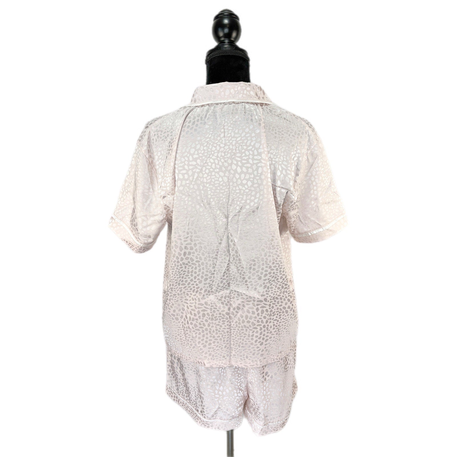 BCBGMAXAZRIA Pink Satin Animal Print Shorts Pajama Set - Women's Size L