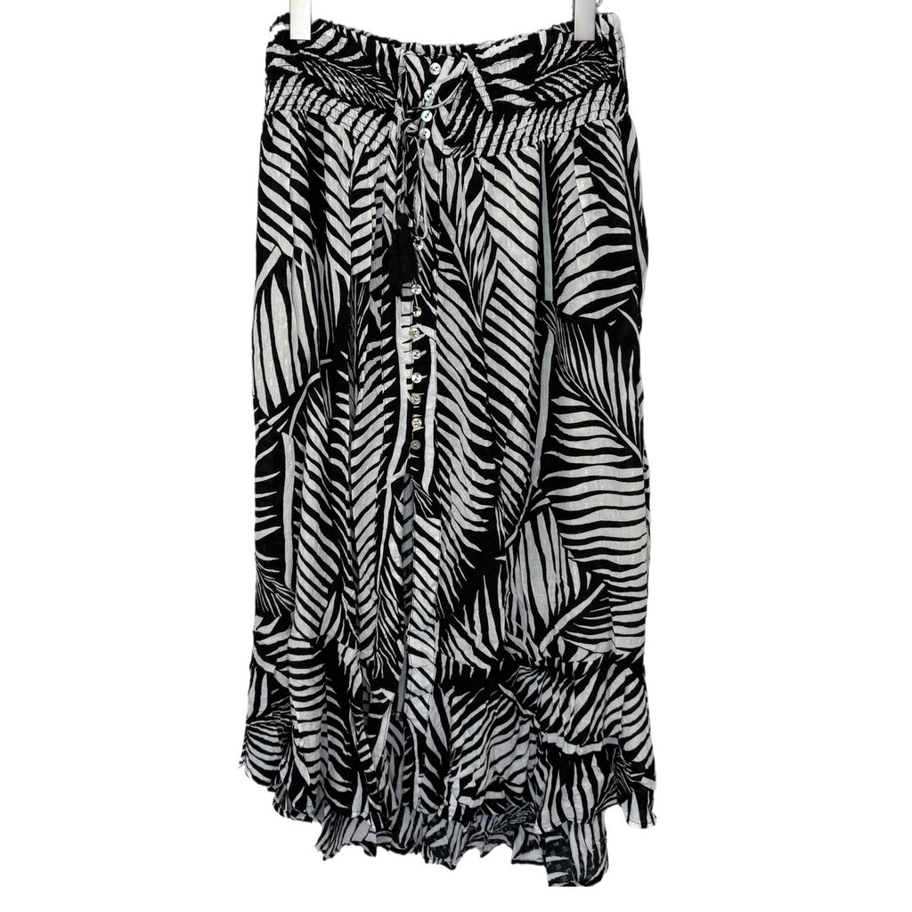 Rachel Zoe Black White Leaves Print Flowy Skirt NWT - Women's Size XL