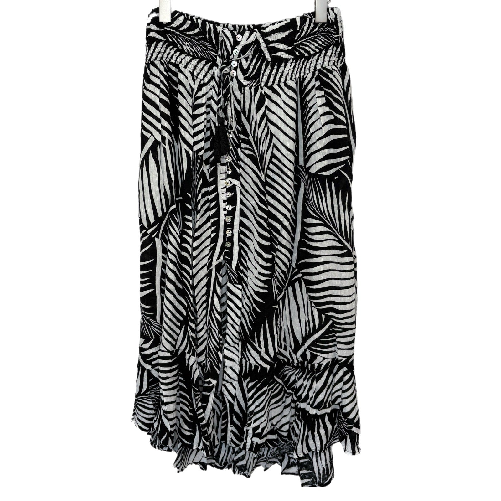Rachel Zoe Black White Leaves Print Flowy Skirt NWT - Women's Size XL