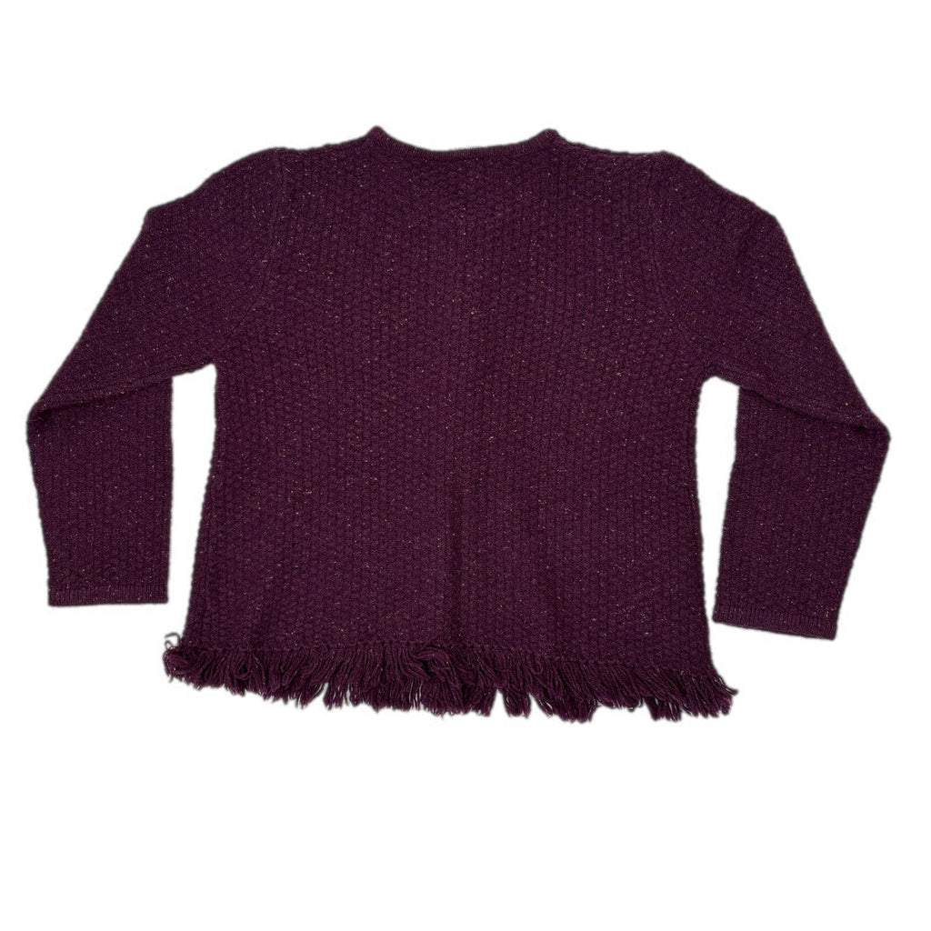 Vintage Purple Lambs Wool Blend Fringe Cardigan Sweater - Women's Size L