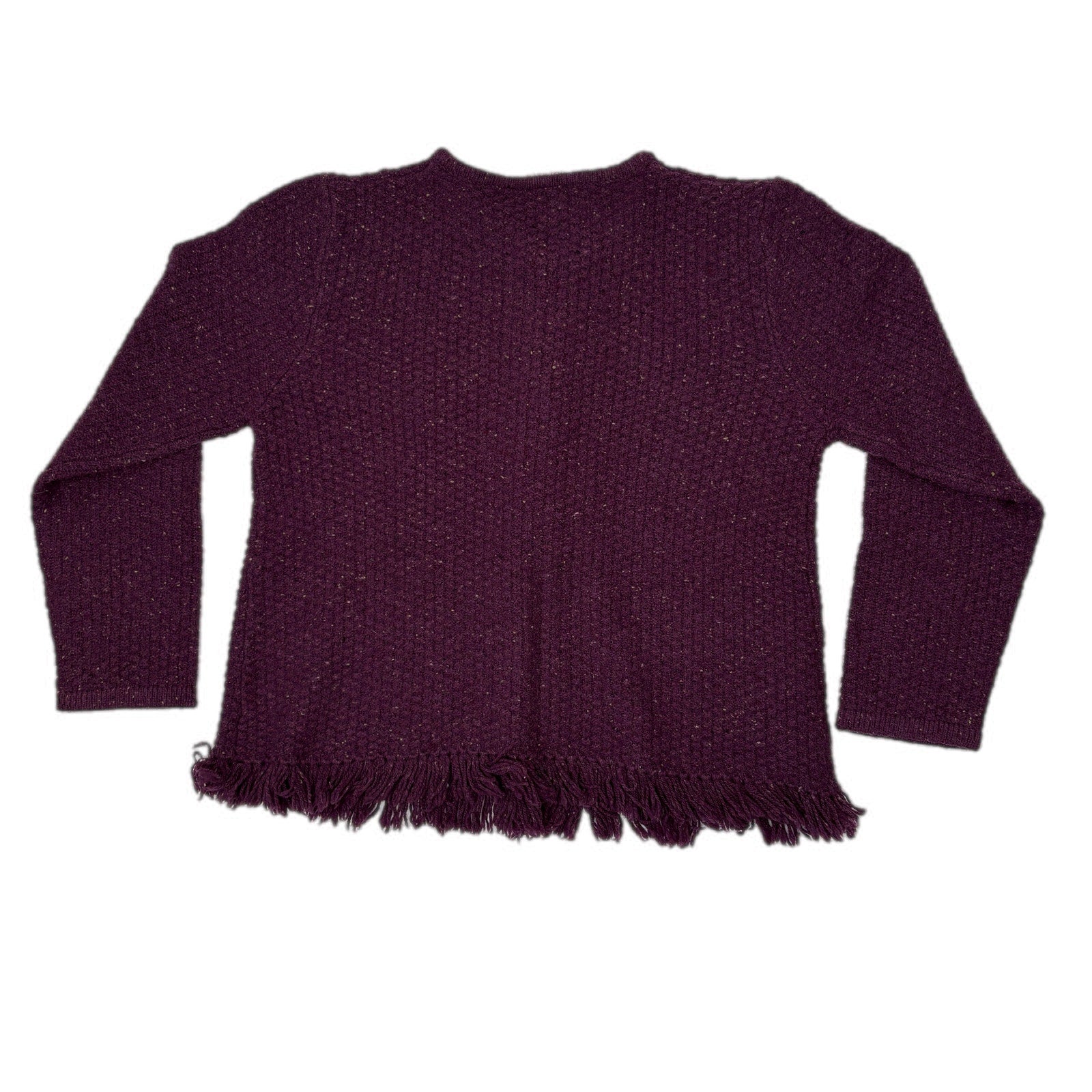 Vintage Purple Lambs Wool Blend Fringe Cardigan Sweater - Women's Size L