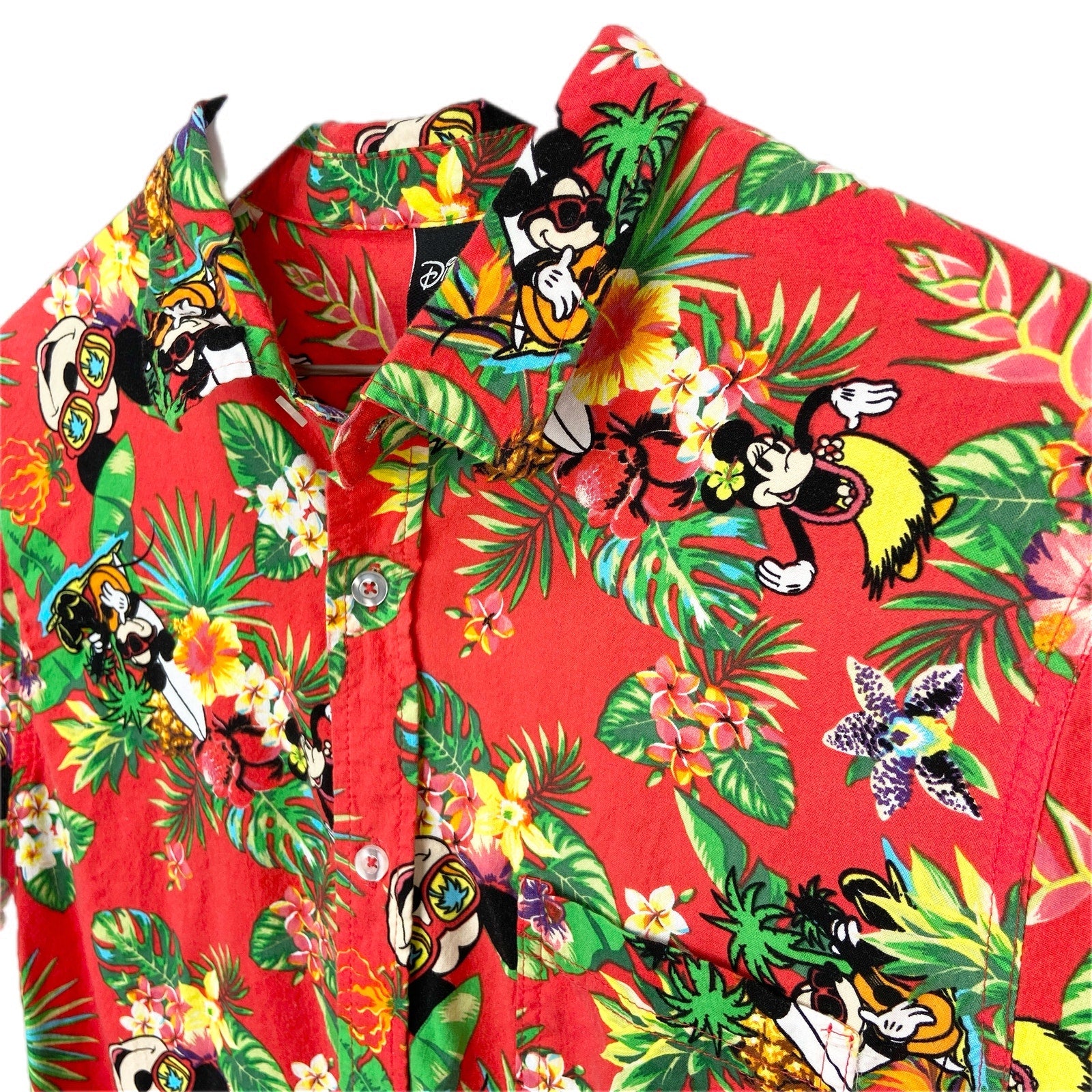 Disney Mickey Minnie Hula Red Hawaiian Shirt - Adult Size M