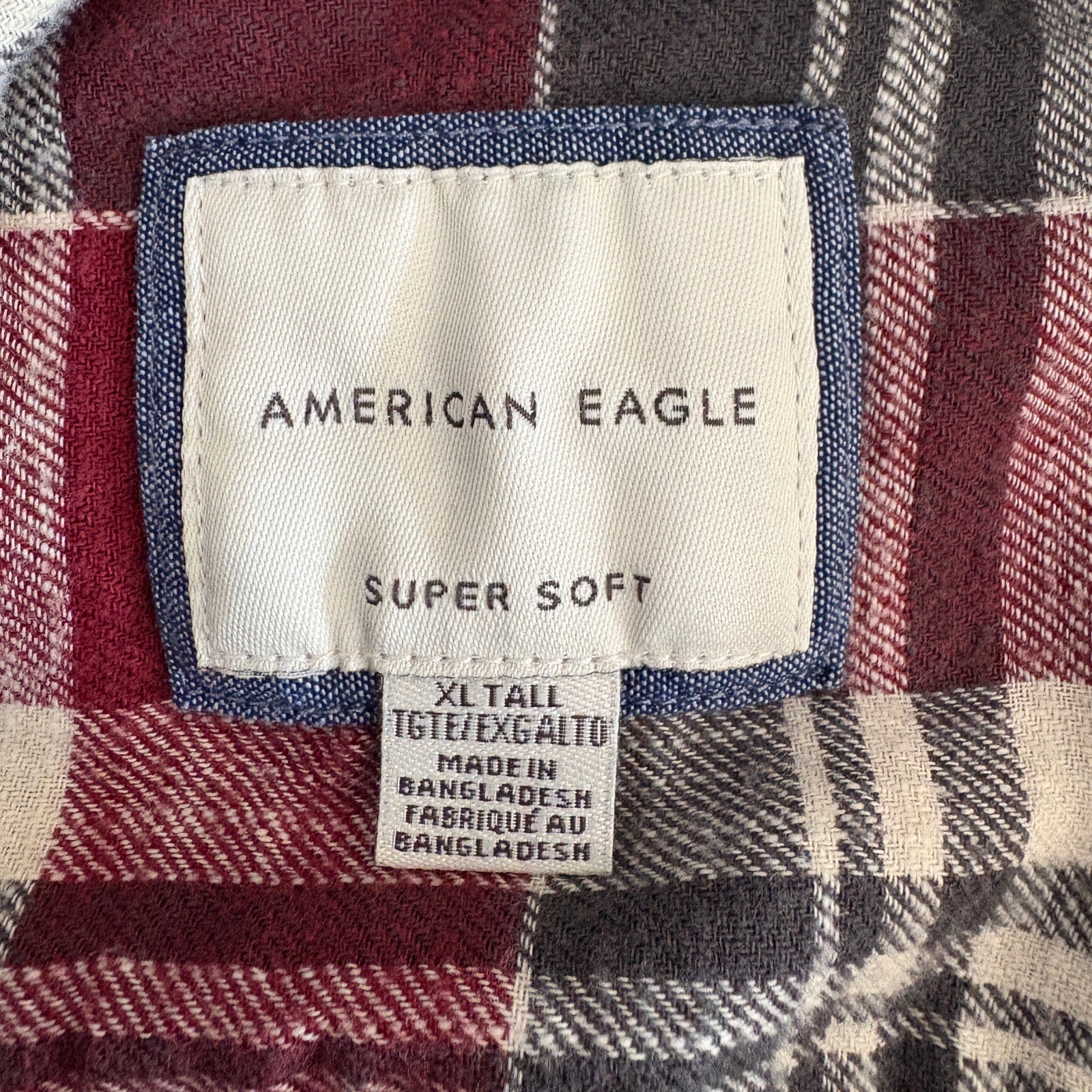 American Eagle Plaid Flannel Removable Hood - Men's Size XL Tall