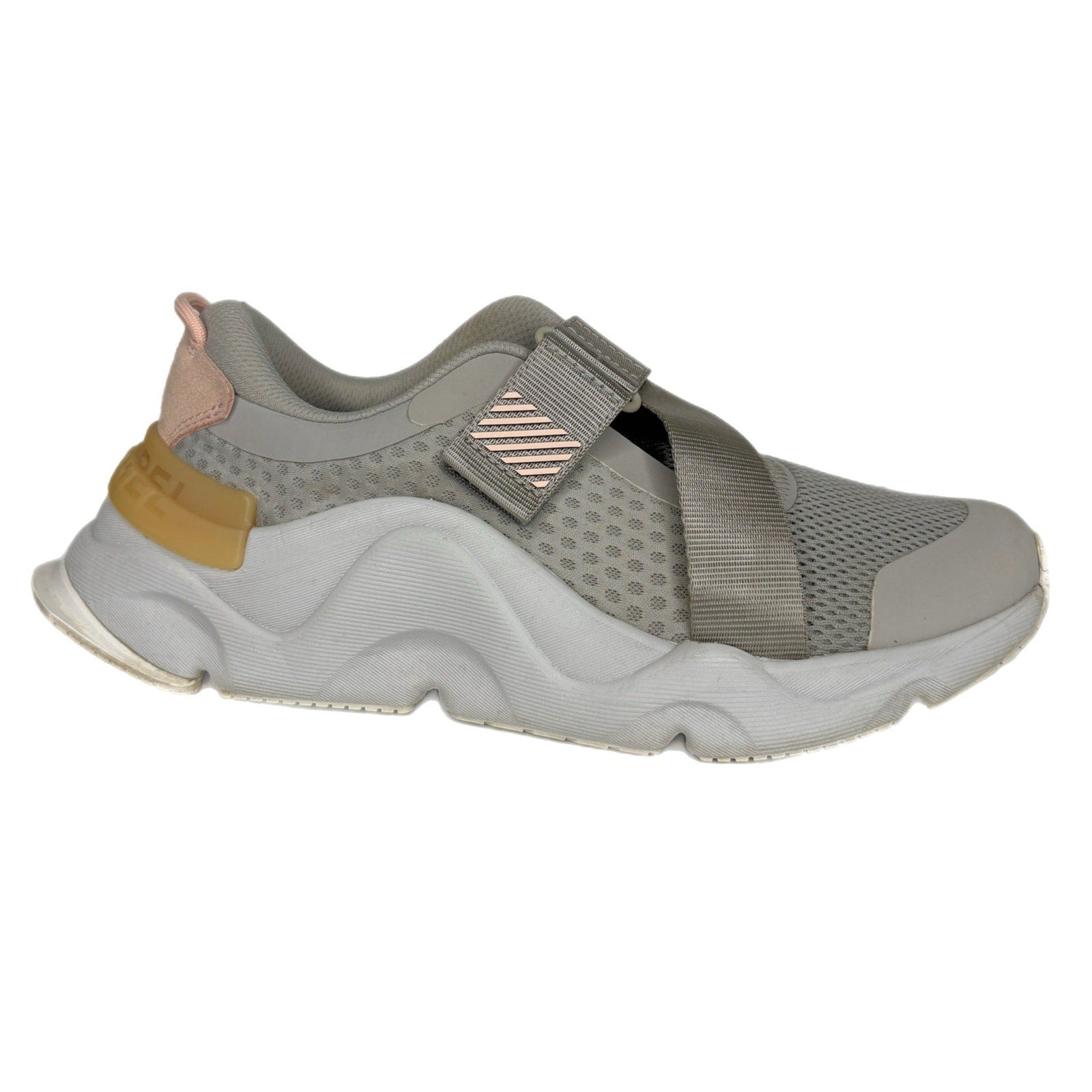Sorel Kinetic RNEGD Gray Strap Sneaker Shoes Breathable Mesh - Women's Size 7.5